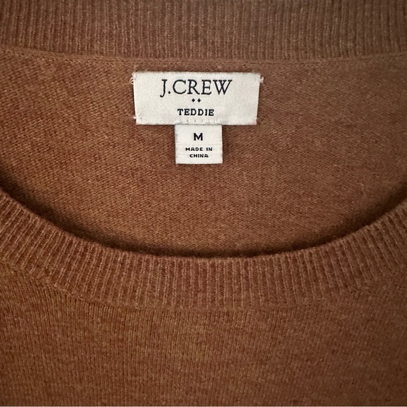 J. CREW BROWN TEDDIE COTTON WOOL BLEND CREWNECK SWEATER SIZE MEDIUM - Picture 7 of 11